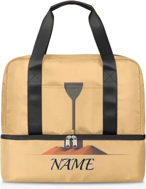 Cartoon Shovel Printing Personalized Gym Duffle Bag for Women,Custom Mens Sports Tote Travel Bag with Shoe Compartment,Girls Boys Weekender Overnight Bag,Mommy Hospital Carry On Bag