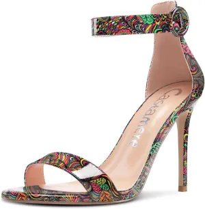Castamere Womens High Heels Sandals Buckle Ankle Strap Open Toe Basic 10CM Stilettos Sandal