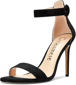 Castamere Womens High Heels Sandals Buckle Ankle Strap Open Toe Basic 10CM Stilettos Sandal