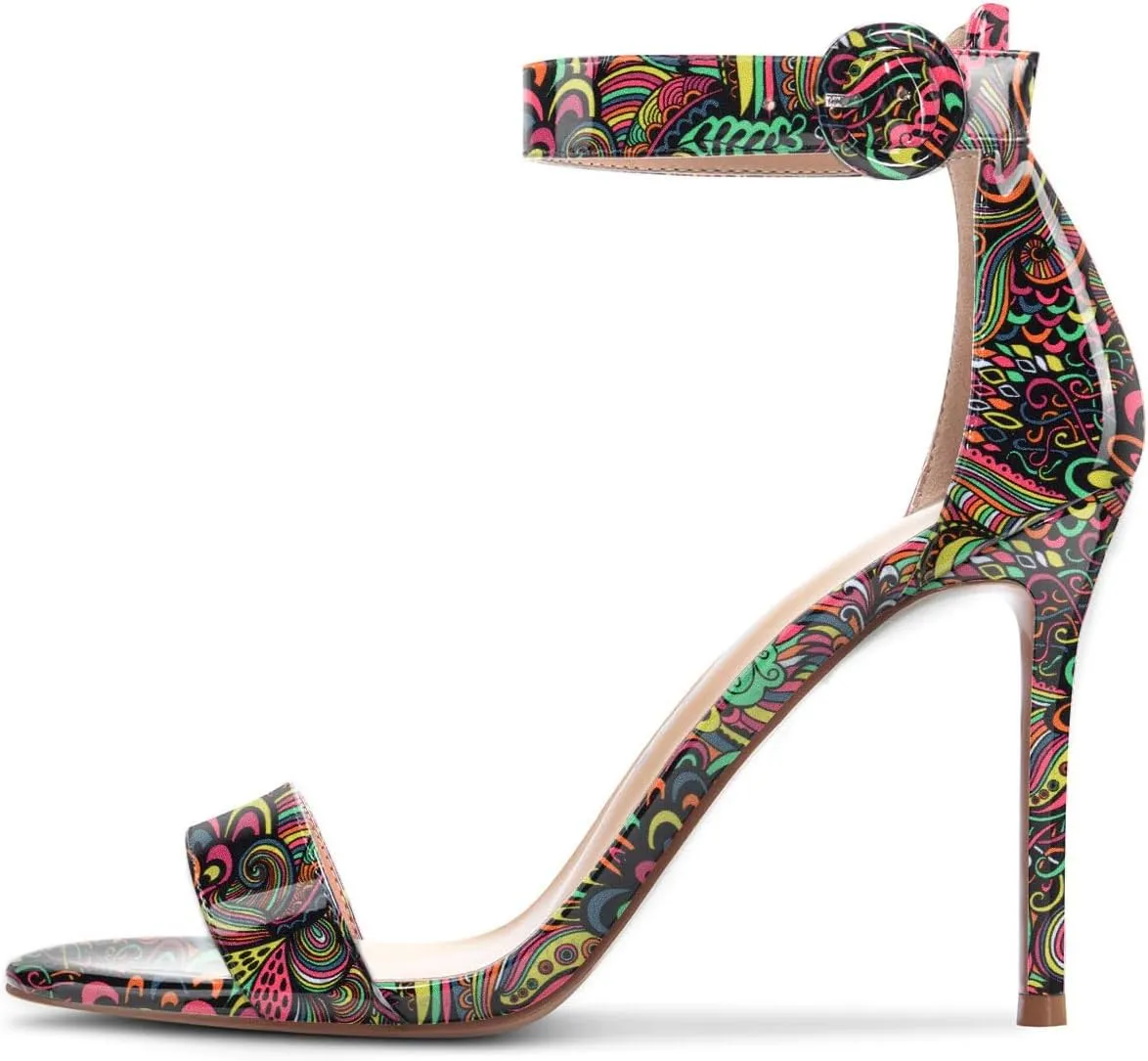 Castamere Womens High Heels Sandals Buckle Ankle Strap Open Toe Basic 10CM Stilettos Sandal