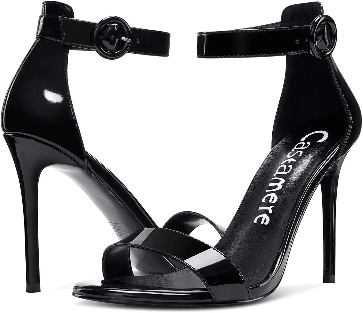 Castamere Womens High Heels Sandals Buckle Ankle Strap Open Toe Basic 10CM Stilettos Sandal