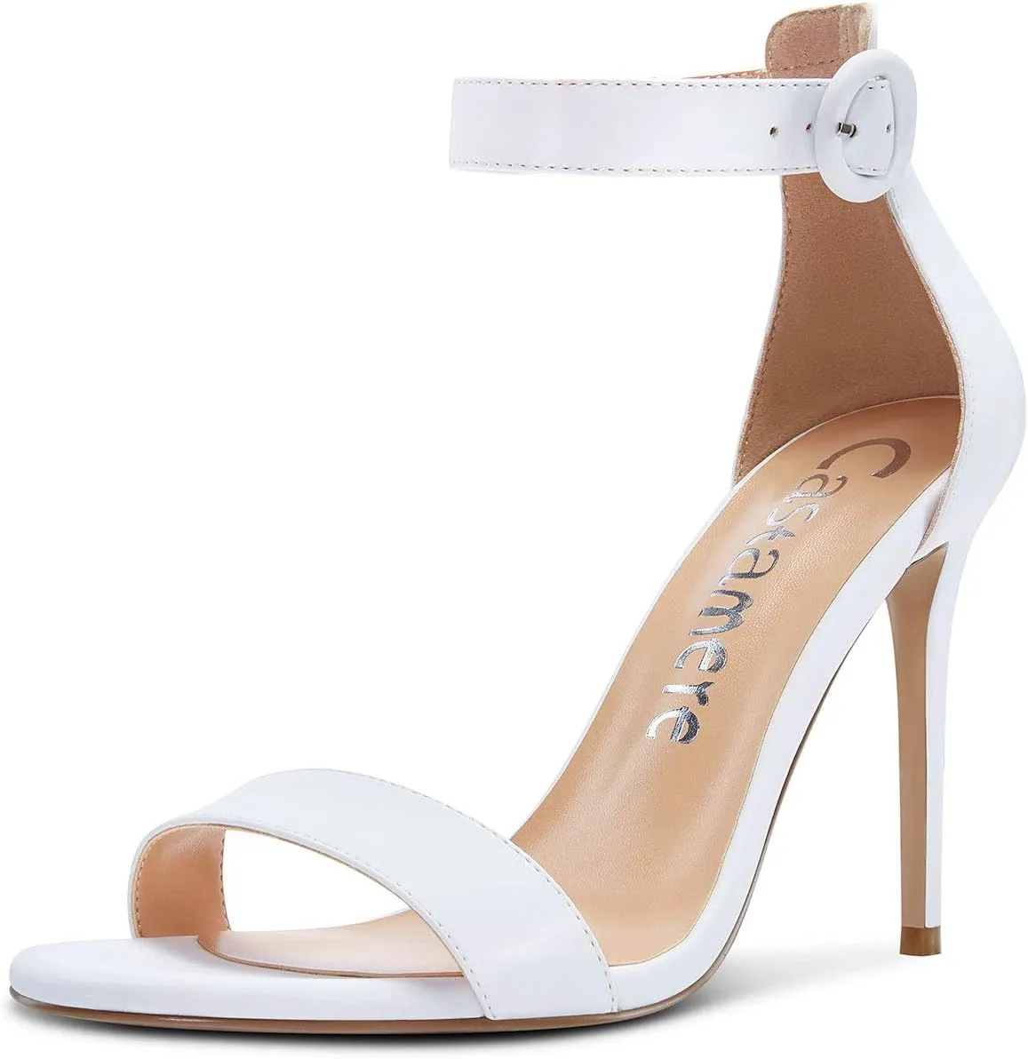 Castamere Womens High Heels Sandals Buckle Ankle Strap Open Toe Basic 10CM Stilettos Sandal