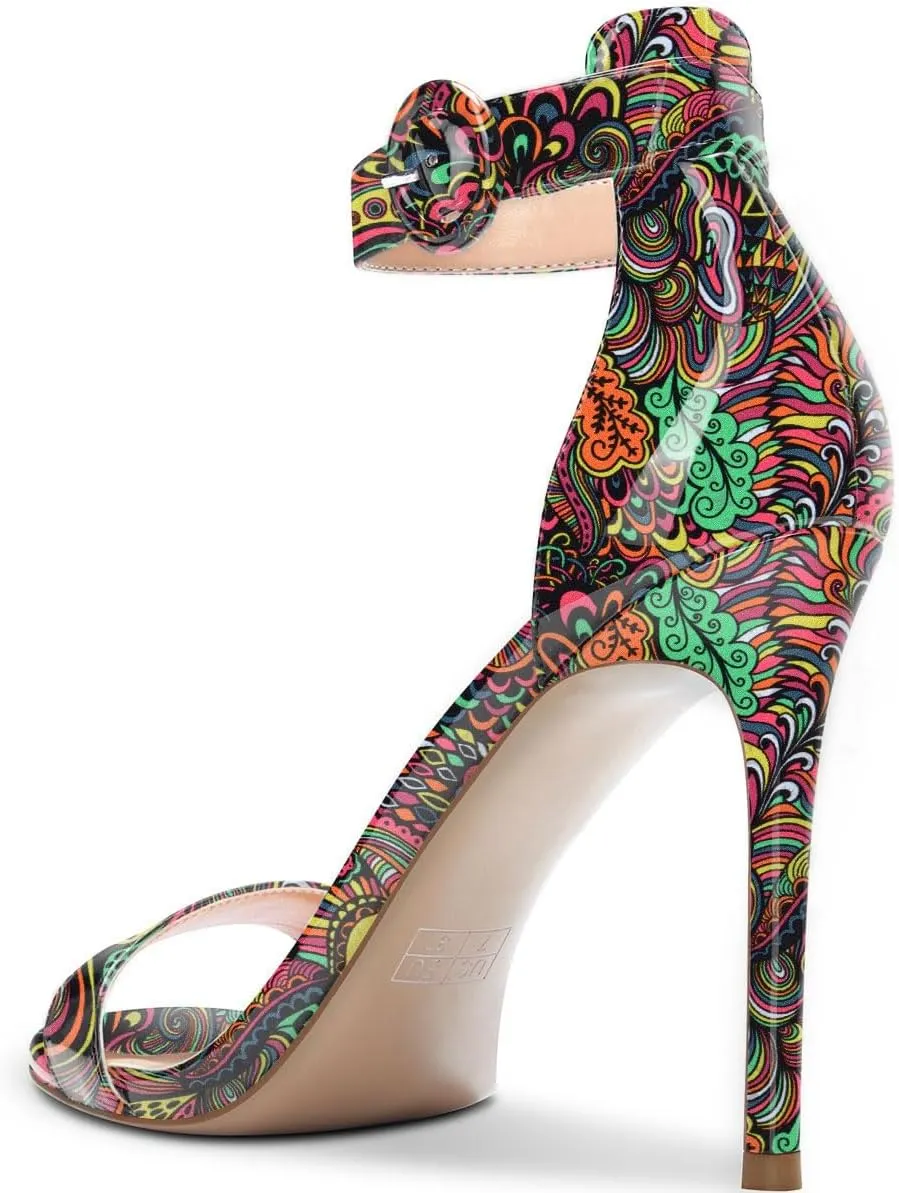 Castamere Womens High Heels Sandals Buckle Ankle Strap Open Toe Basic 10CM Stilettos Sandal