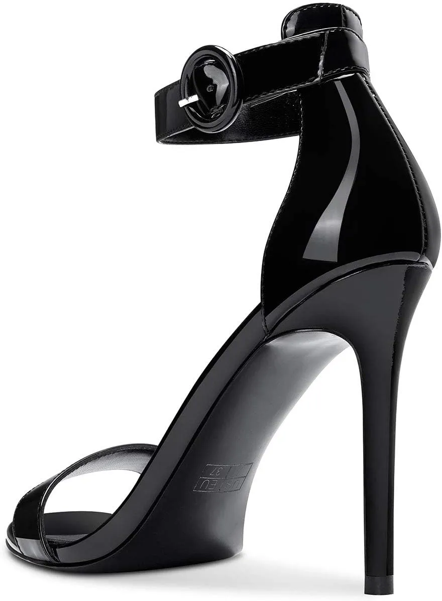 Castamere Womens High Heels Sandals Buckle Ankle Strap Open Toe Basic 10CM Stilettos Sandal