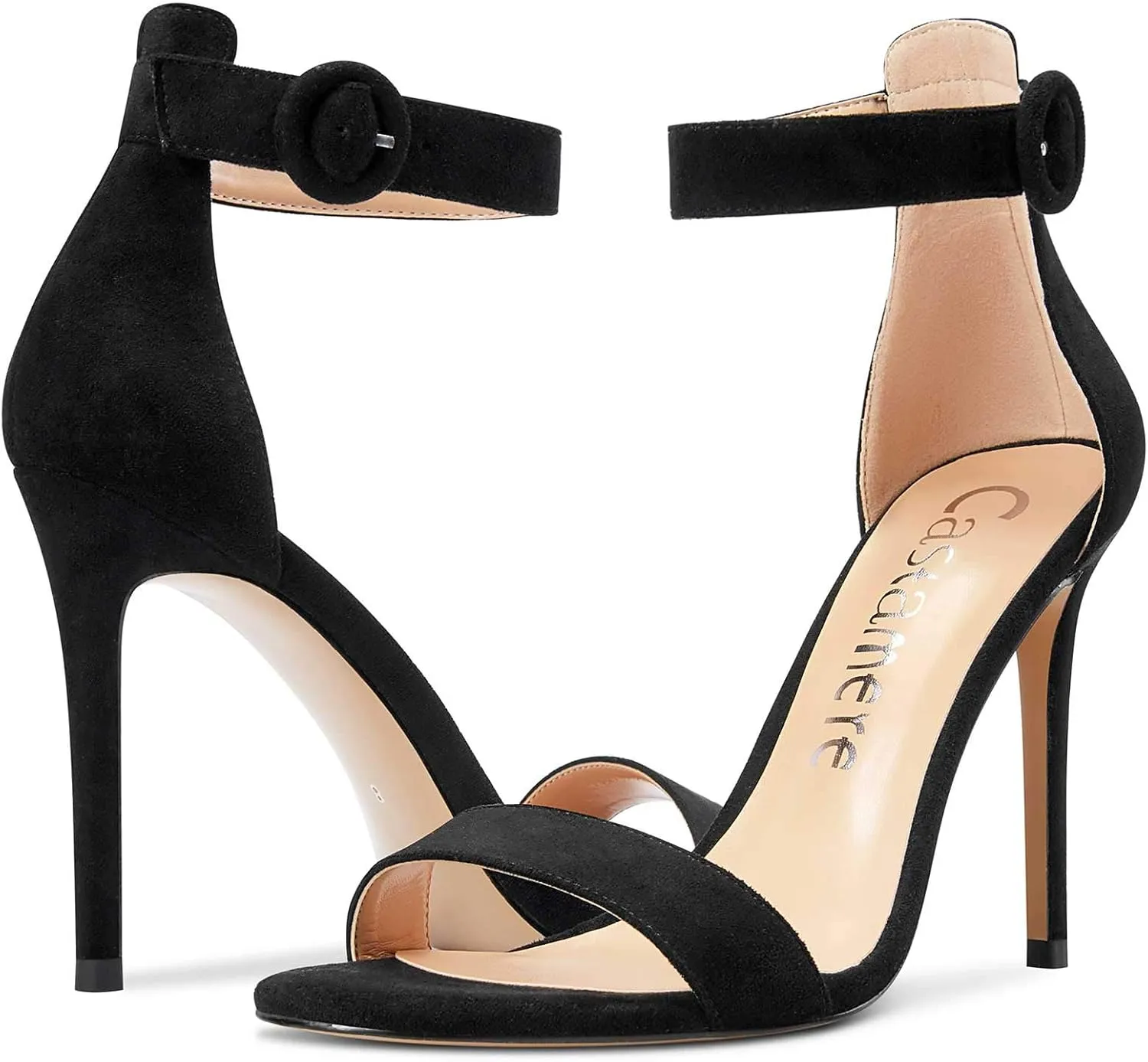 Castamere Womens High Heels Sandals Buckle Ankle Strap Open Toe Basic 10CM Stilettos Sandal