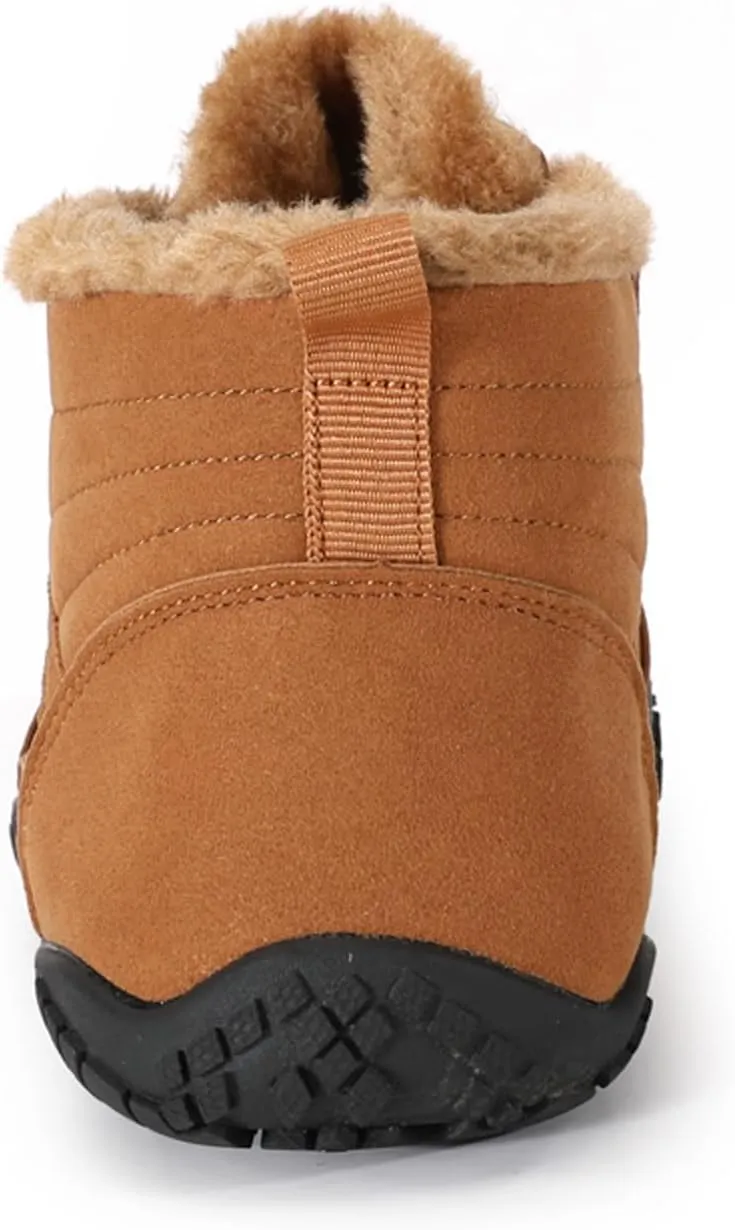 CERYTHRINA Men Women Barefoot Shoes Winter Wide Toe Box Walking Boots Plush Lined Warm Snow Boots Outdoor Anti-Slip Ankle Boots