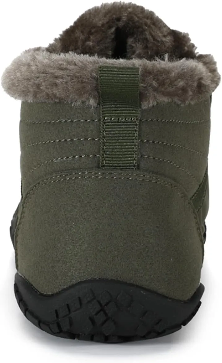 CERYTHRINA Men Women Barefoot Shoes Winter Wide Toe Box Walking Boots Plush Lined Warm Snow Boots Outdoor Anti-Slip Ankle Boots