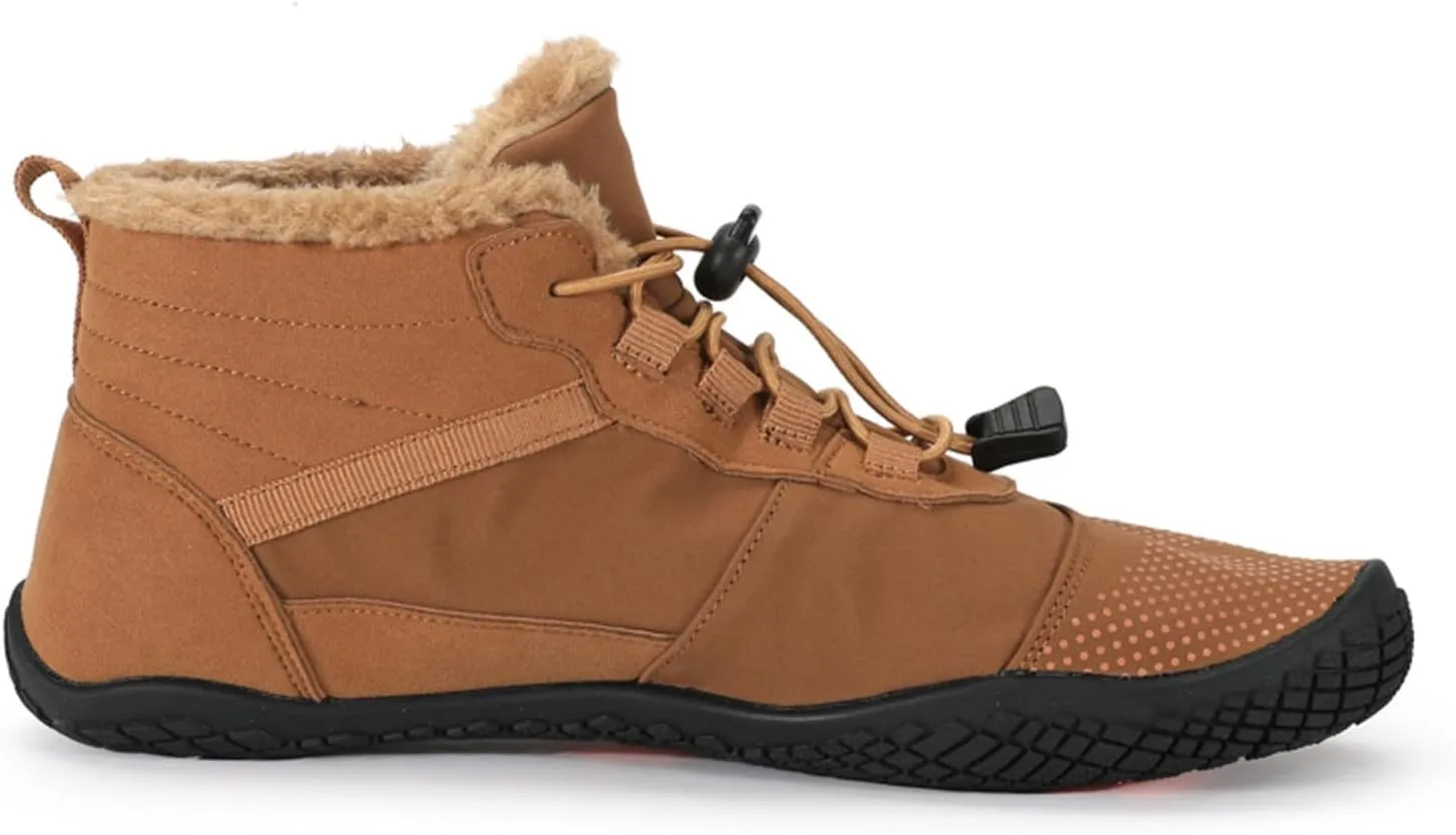 CERYTHRINA Men Women Barefoot Shoes Winter Wide Toe Box Walking Boots Plush Lined Warm Snow Boots Outdoor Anti-Slip Ankle Boots