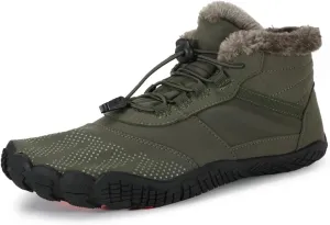 CERYTHRINA Men Women Barefoot Shoes Winter Wide Toe Box Walking Boots Plush Lined Warm Snow Boots Outdoor Anti-Slip Ankle Boots