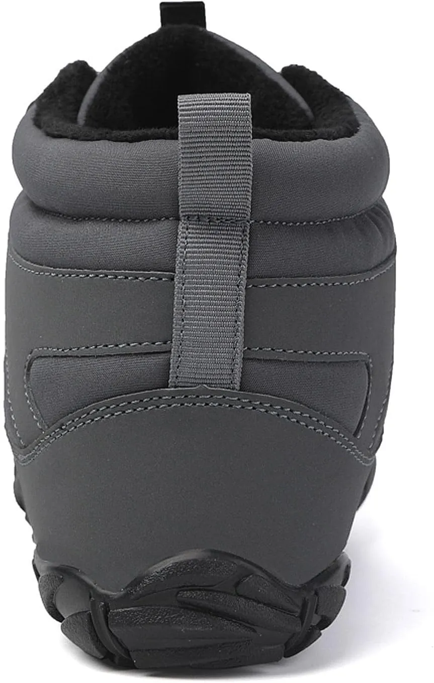 CERYTHRINA Men Women Barefoot Shoes Winter Wide Toe Box Walking Boots Plush Lined Warm Snow Boots Outdoor Anti-Slip Ankle Boots
