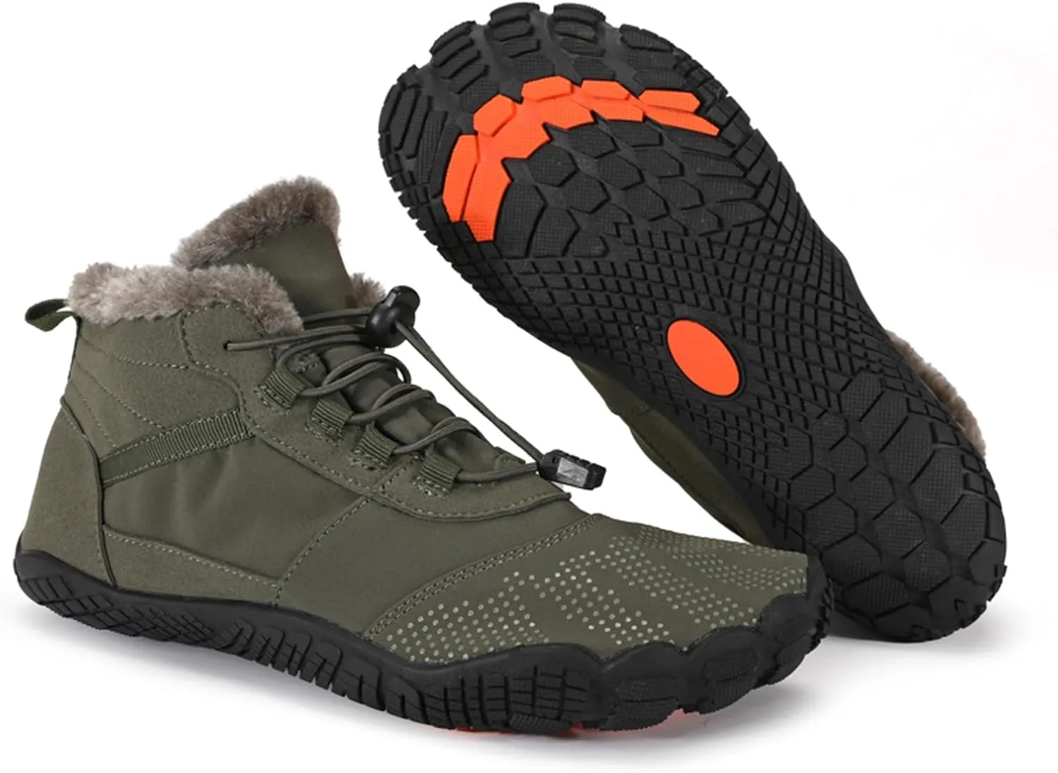 CERYTHRINA Men Women Barefoot Shoes Winter Wide Toe Box Walking Boots Plush Lined Warm Snow Boots Outdoor Anti-Slip Ankle Boots