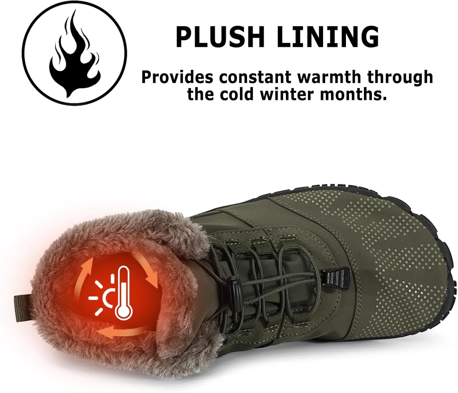 CERYTHRINA Men Women Barefoot Shoes Winter Wide Toe Box Walking Boots Plush Lined Warm Snow Boots Outdoor Anti-Slip Ankle Boots