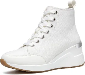 Cestfini Graffiti High Top Sneakers for Women Breathable White Black Platform Sneakers Lace up Womens Canvas Shoes
