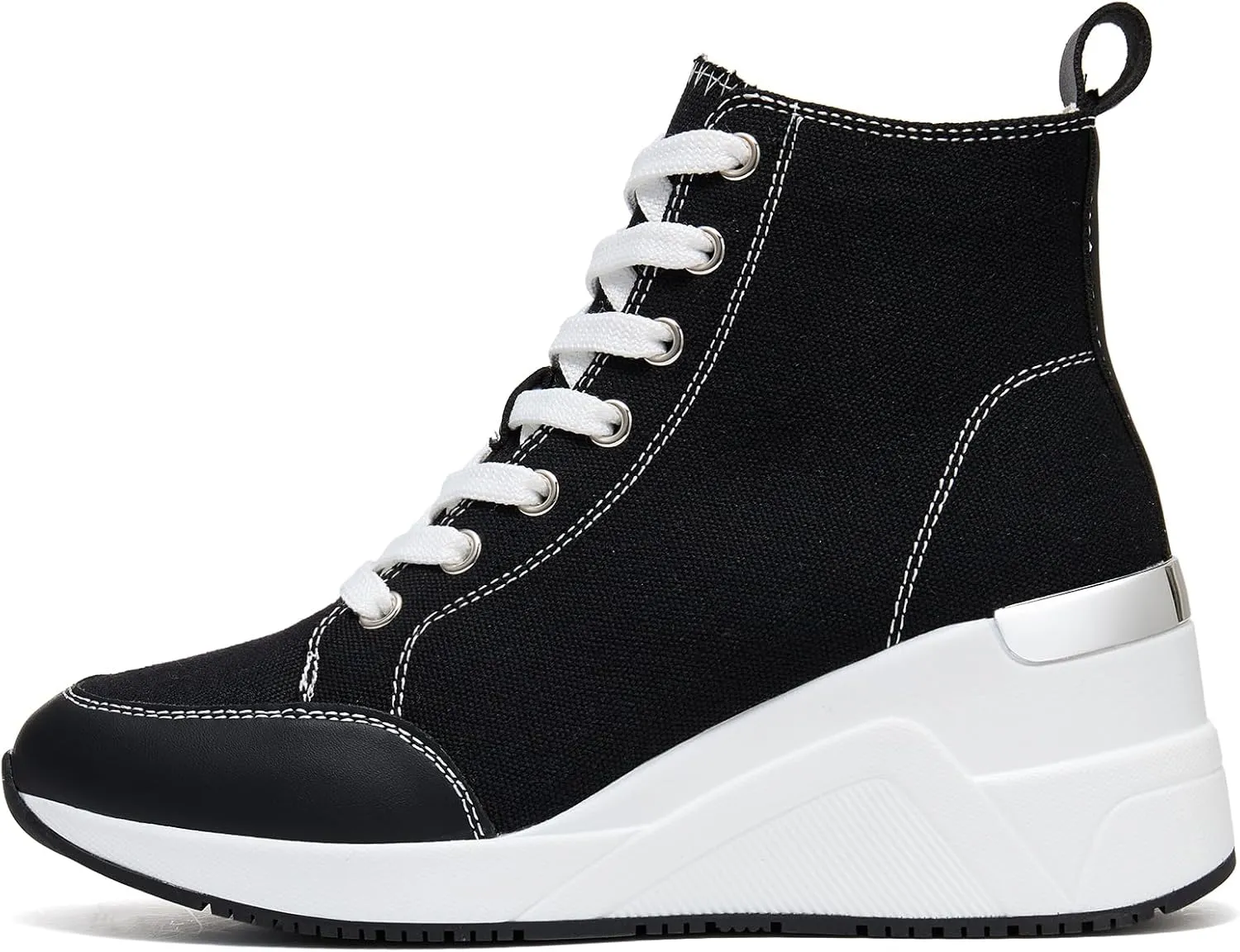 Cestfini Graffiti High Top Sneakers for Women Breathable White Black Platform Sneakers Lace up Womens Canvas Shoes