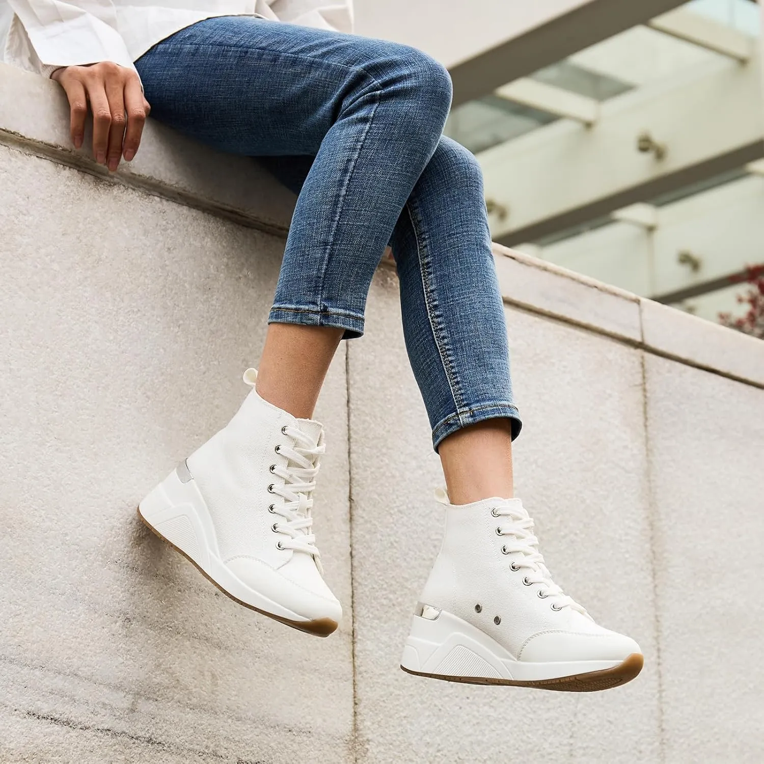 Cestfini Graffiti High Top Sneakers for Women Breathable White Black Platform Sneakers Lace up Womens Canvas Shoes