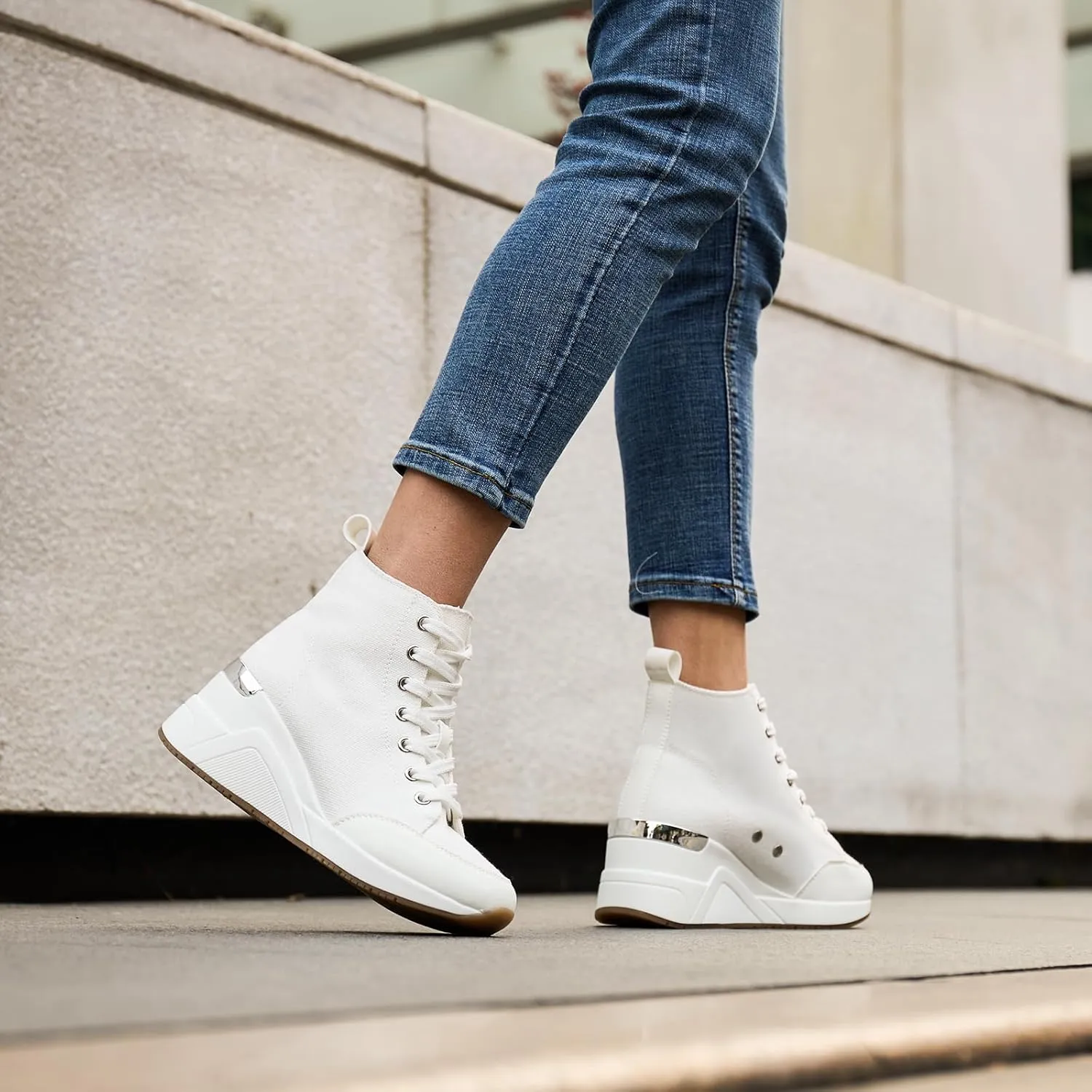 Cestfini Graffiti High Top Sneakers for Women Breathable White Black Platform Sneakers Lace up Womens Canvas Shoes