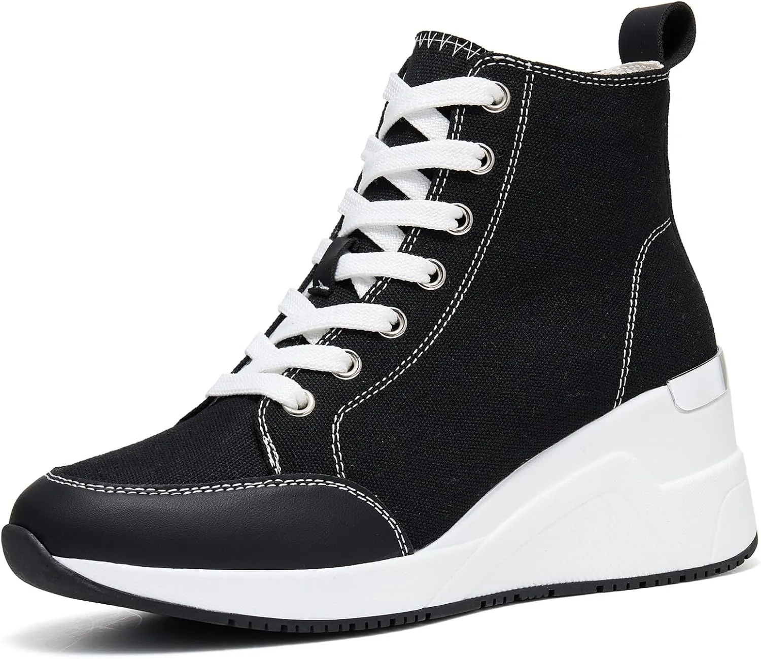 Cestfini Graffiti High Top Sneakers for Women Breathable White Black Platform Sneakers Lace up Womens Canvas Shoes