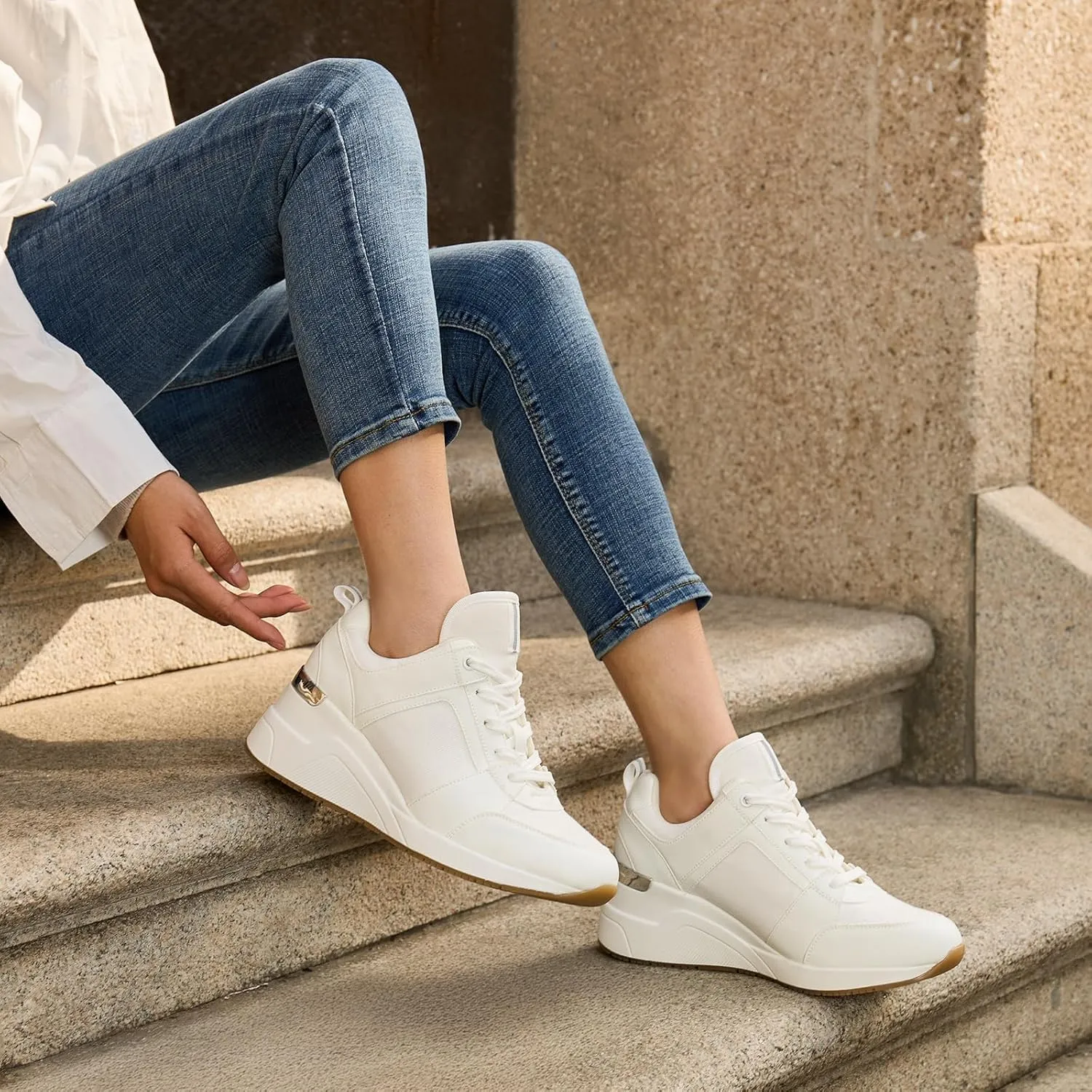 Cestfini Wedge Sneakers for Women - Wedge Tennis Shoes Non-Slip Women Fashion Sneakers