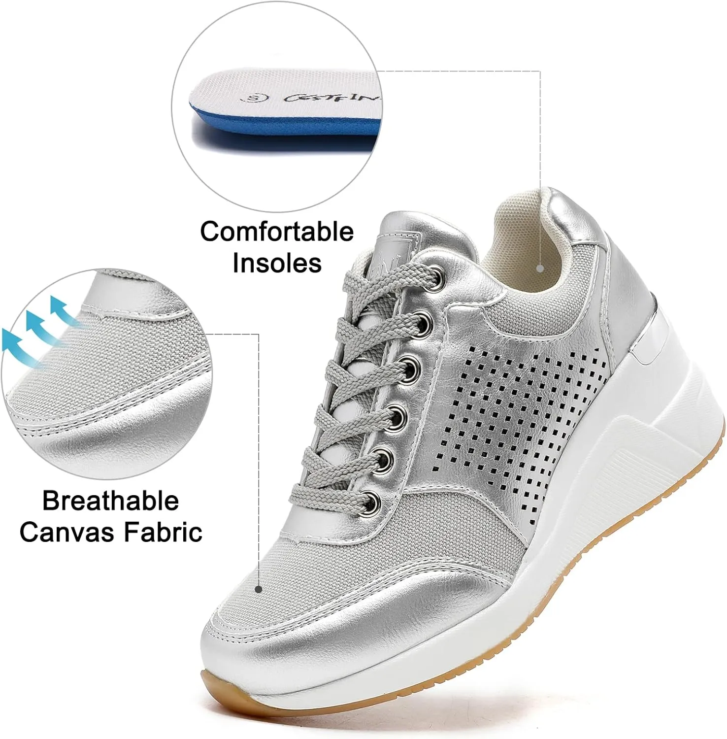 Cestfini Wedge Sneakers for Women - Wedge Tennis Shoes Non-Slip Women Fashion Sneakers