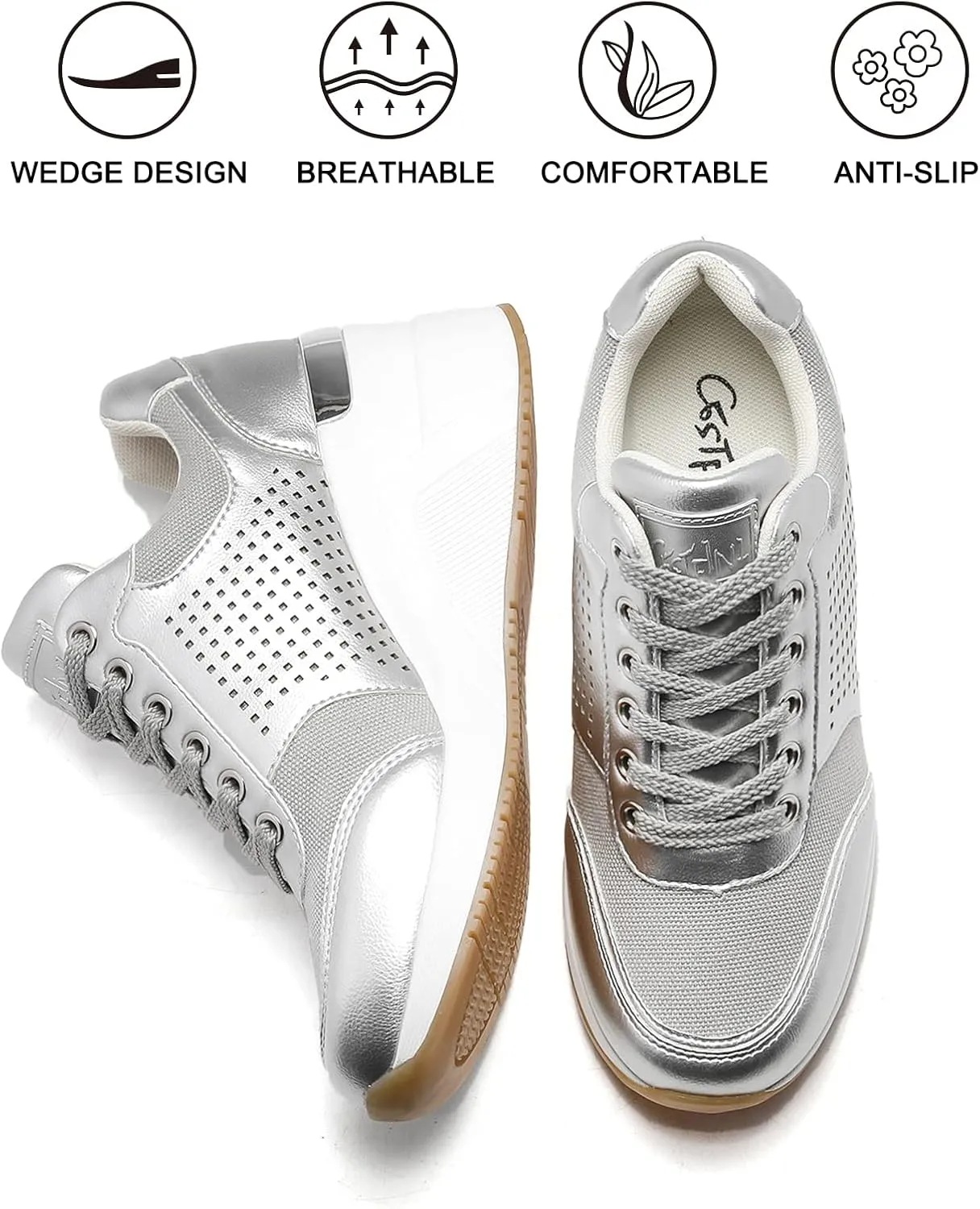 Cestfini Wedge Sneakers for Women - Wedge Tennis Shoes Non-Slip Women Fashion Sneakers