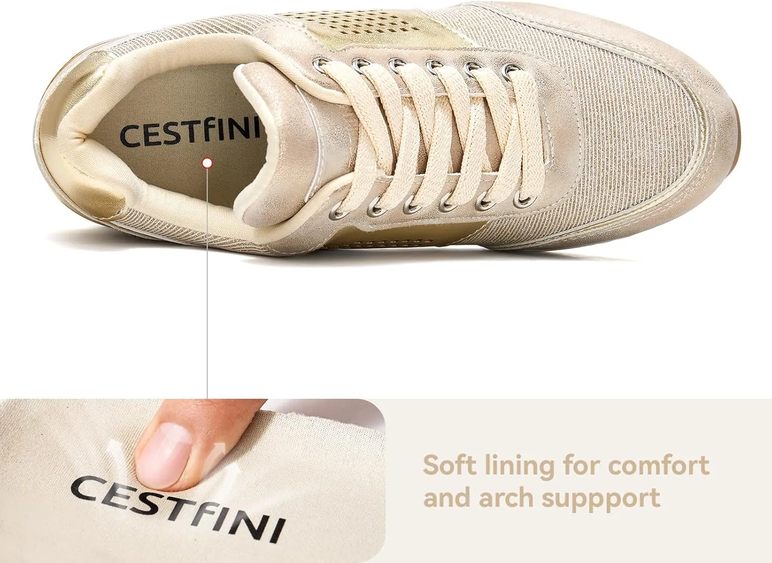 Cestfini Wedge Sneakers for Women - Wedge Tennis Shoes Non-Slip Women Fashion Sneakers