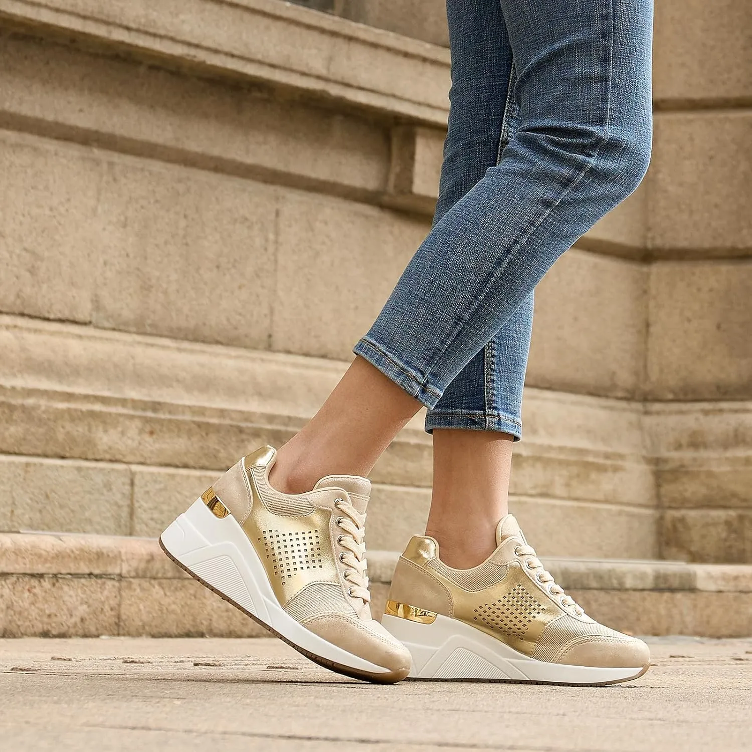 Cestfini Wedge Sneakers for Women - Wedge Tennis Shoes Non-Slip Women Fashion Sneakers