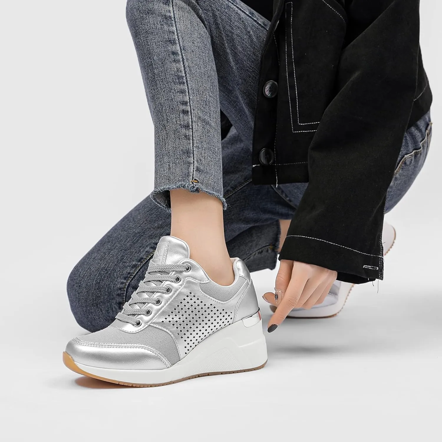 Cestfini Wedge Sneakers for Women - Wedge Tennis Shoes Non-Slip Women Fashion Sneakers