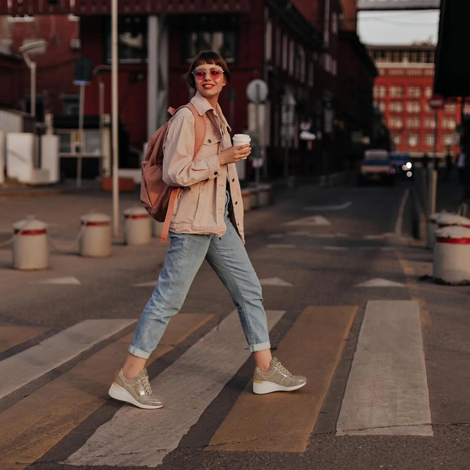 Cestfini Wedge Sneakers for Women - Wedge Tennis Shoes Non-Slip Women Fashion Sneakers