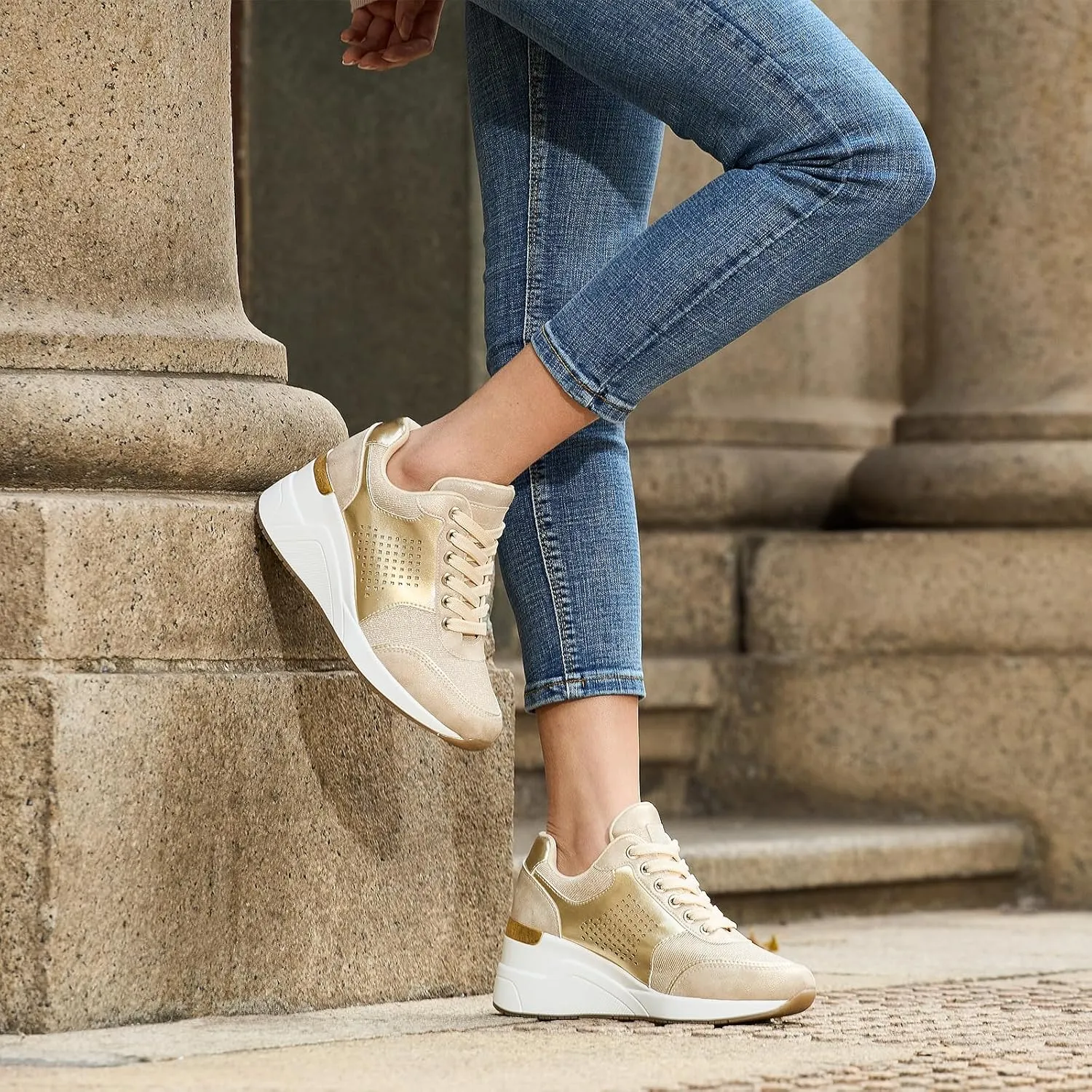 Cestfini Wedge Sneakers for Women - Wedge Tennis Shoes Non-Slip Women Fashion Sneakers