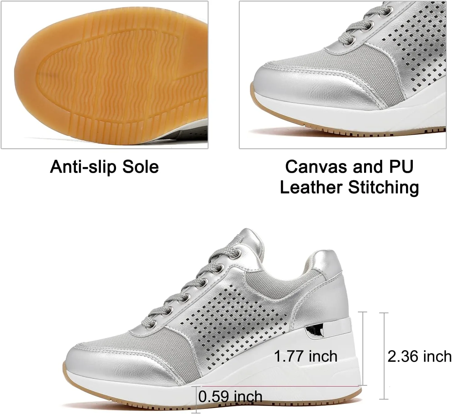 Cestfini Wedge Sneakers for Women - Wedge Tennis Shoes Non-Slip Women Fashion Sneakers