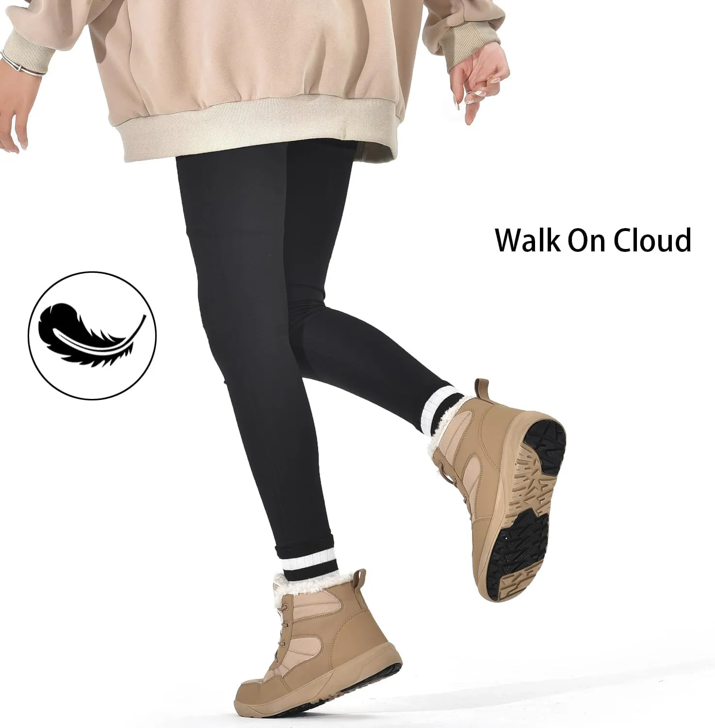 ChayChax Women's Winter Snow Boots with Fur Lined Lightweight Ankle Booties Anti Slip Comfortable Warm Winter Shoes