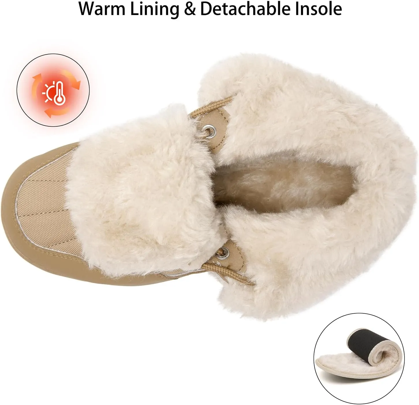 ChayChax Women's Winter Snow Boots with Fur Lined Lightweight Ankle Booties Anti Slip Comfortable Warm Winter Shoes