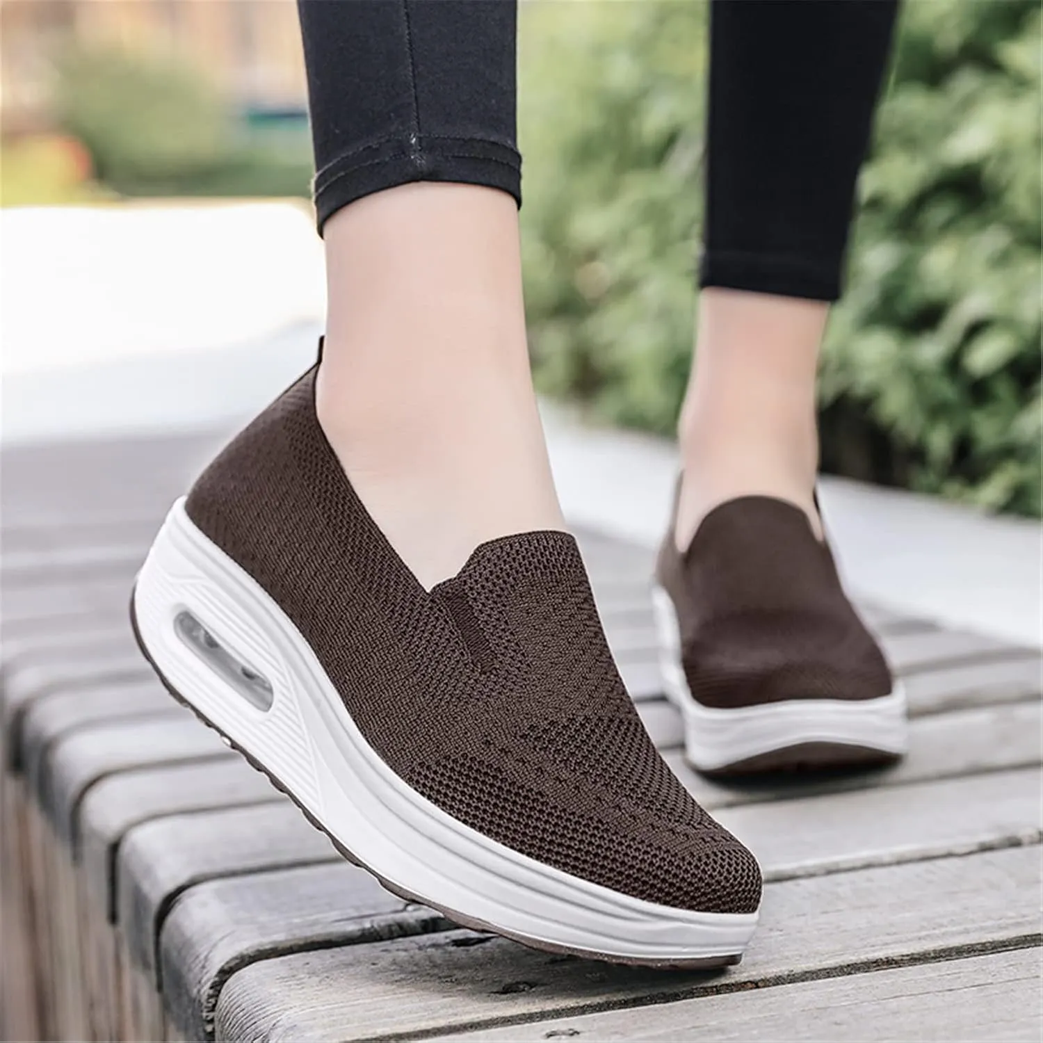 ChicWind Women's Slip on Sock Walking Shoes Mesh Platform Sneakers Air Cushion Nurse Shoes
