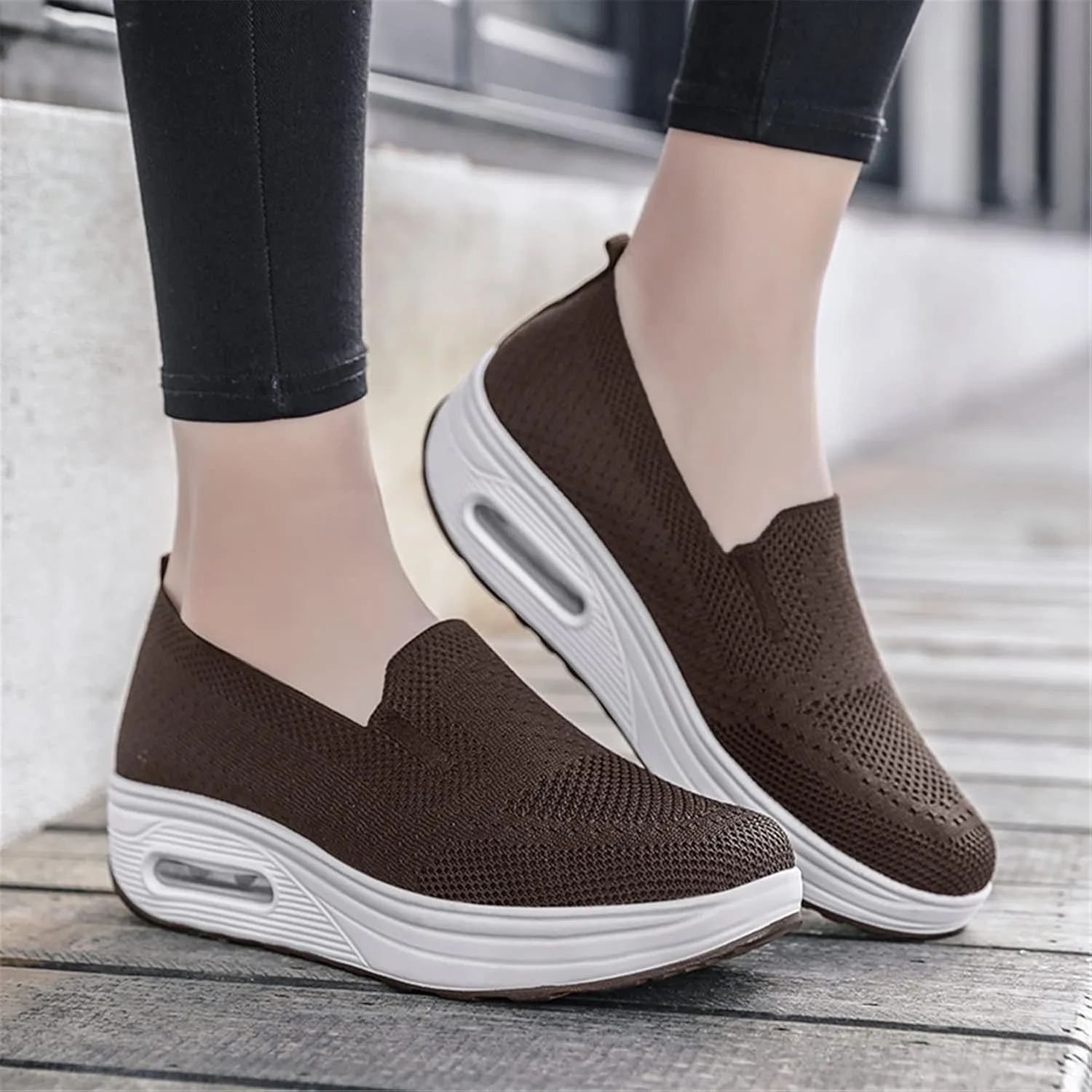 ChicWind Women's Slip on Sock Walking Shoes Mesh Platform Sneakers Air Cushion Nurse Shoes