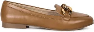 Chunky Metal Chain Faux Leather Loafers