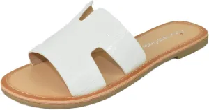City Classified Shoes Women Flip Flops Basic Plain Sandals Cut Out Strap Casual Slide Slippers Beach SALVIA-S