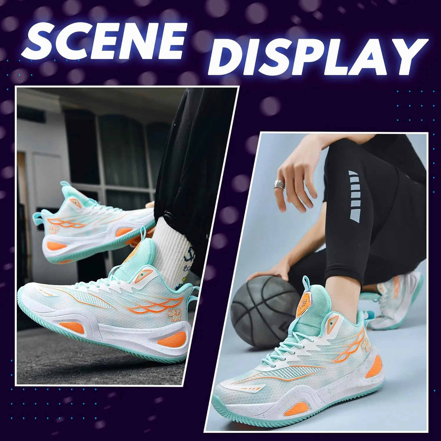 CJSPORX Women Men Basketball Shoes Breathable Men Non Slip Outdoor Fashion Unisex Sneakers