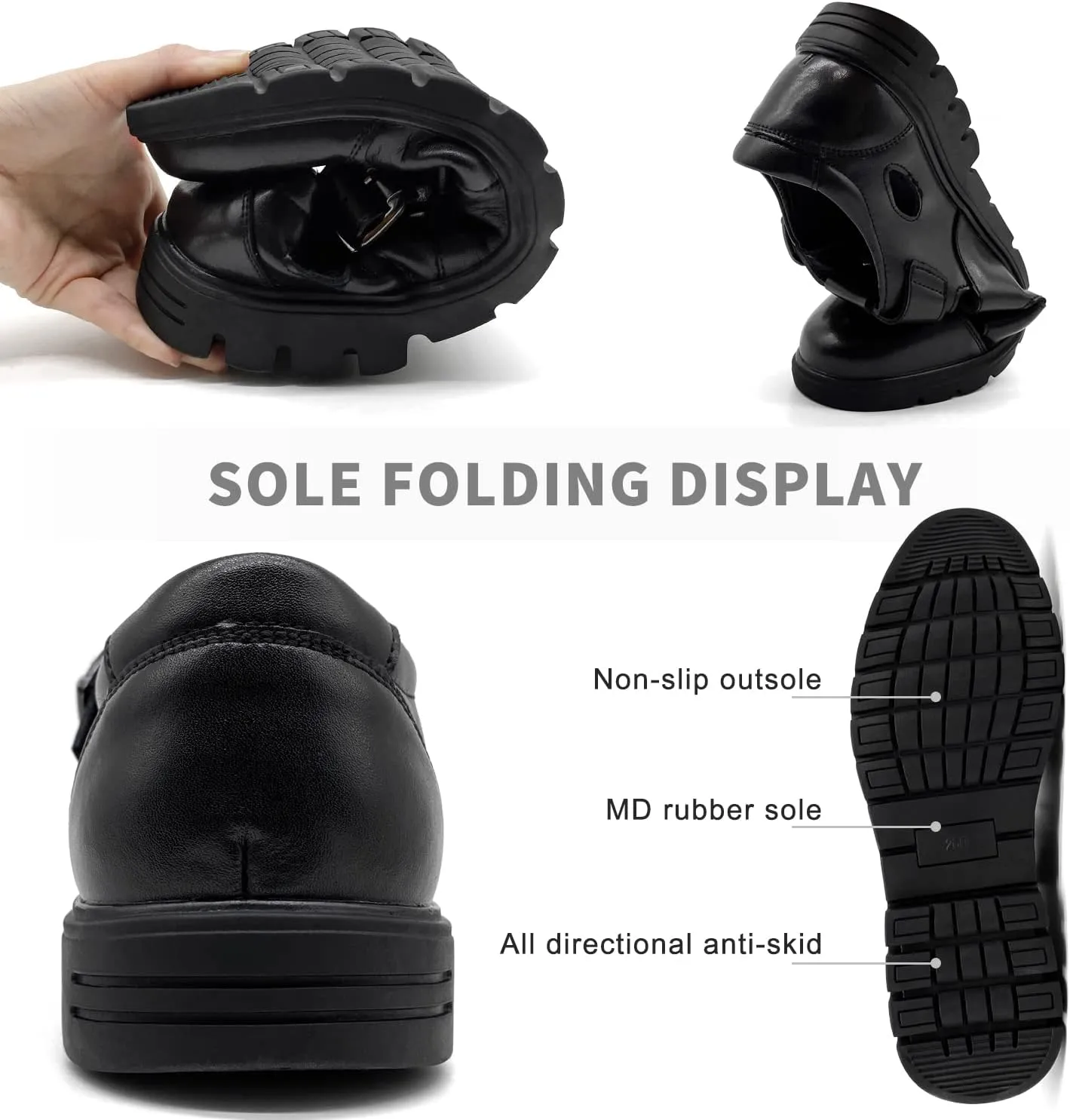 CMM Men's Closed-Toe Leather Strap Business Sandal Cool Beach Sandals Plus Size