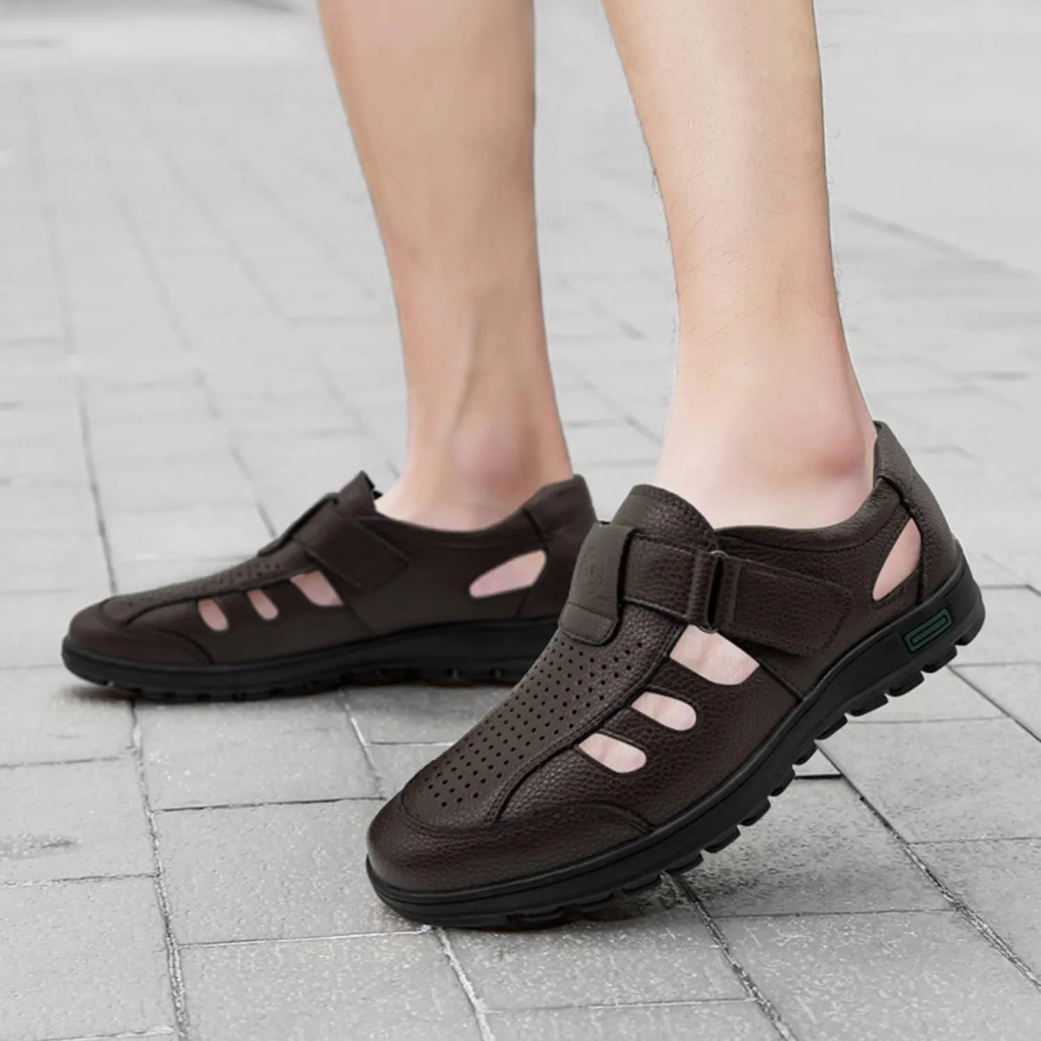CMM Men's Summer Shoes Closed Toe Strappy Sandals Business Sandals