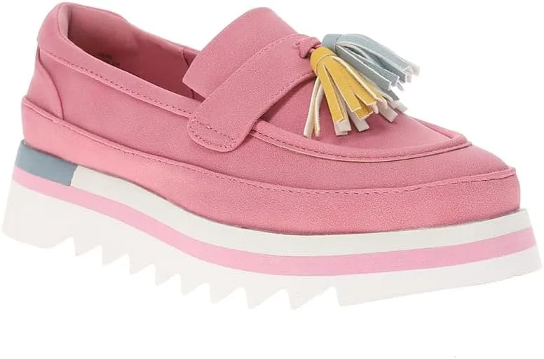 Coconuts by Matisse Womens Tess Lug Sole Platform Loafers Casual - Pink