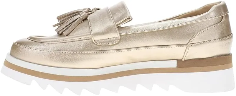 Coconuts by Matisse Womens Tess Metallic Lug Sole Platform Loafers Casual - Gold