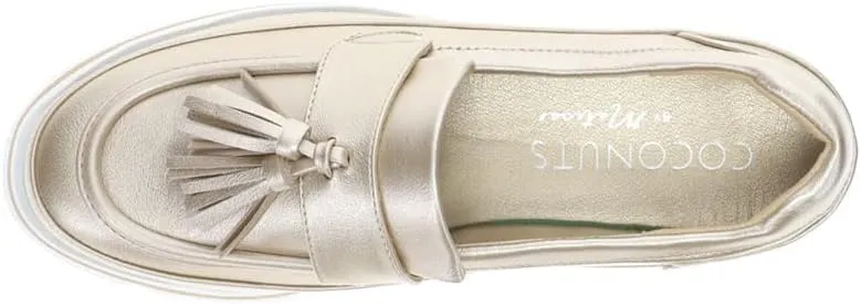 Coconuts by Matisse Womens Tess Metallic Lug Sole Platform Loafers Casual - Gold