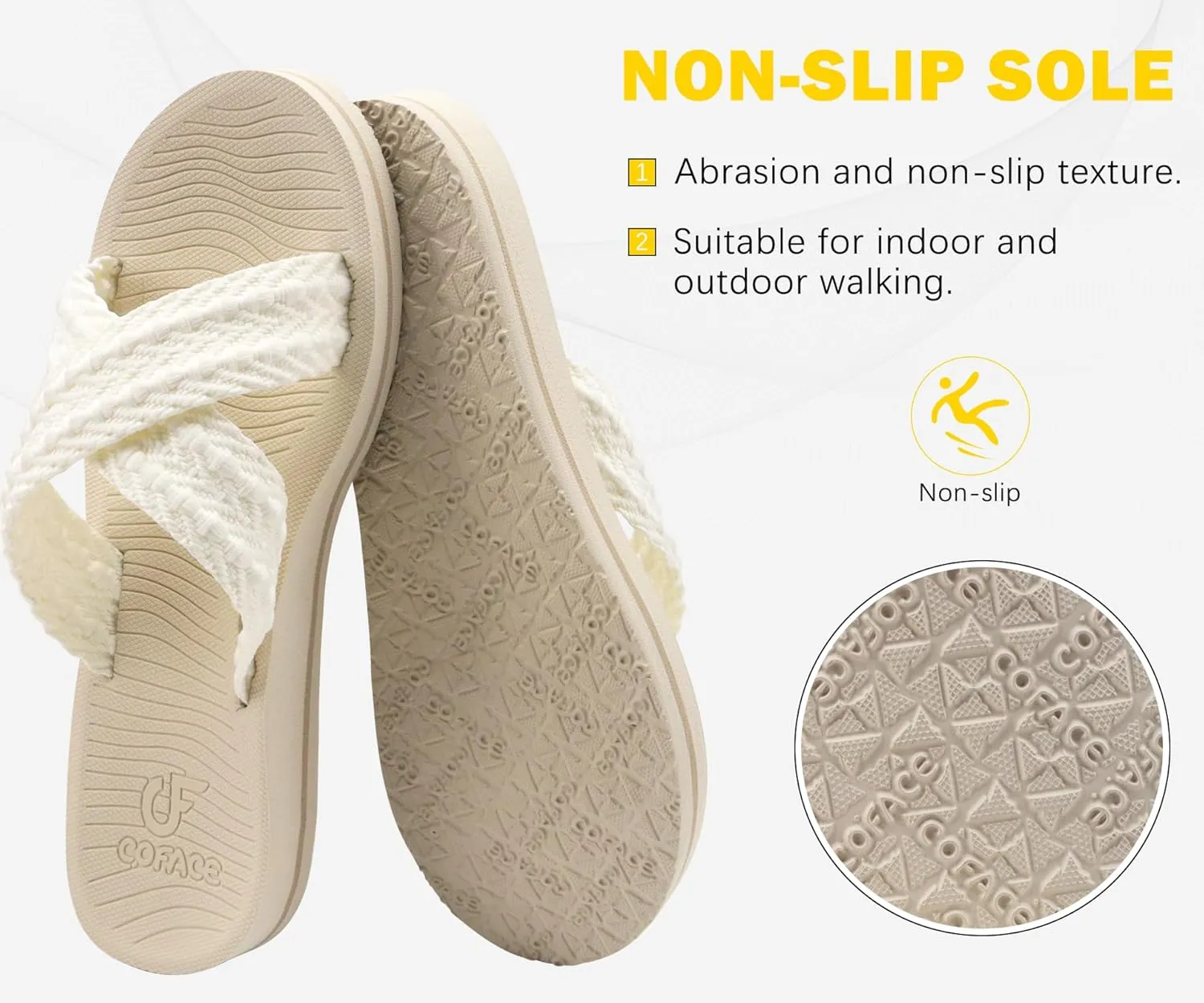 COFACE Womens Orthopedic Sandals Comfortable Orthotic Soft Cushion Recovery Plantar Fasciitis Walking Slip On Ladies Cloud Cross Slides for Woman Size 5-11