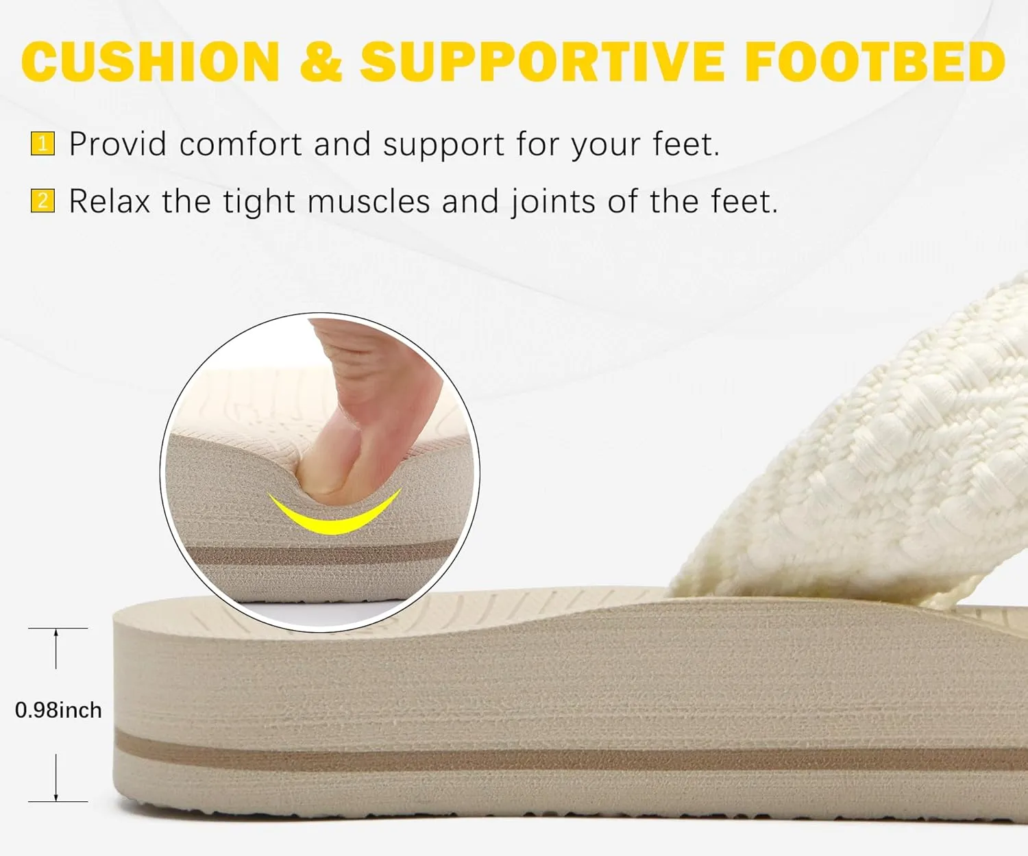 COFACE Womens Orthopedic Sandals Comfortable Orthotic Soft Cushion Recovery Plantar Fasciitis Walking Slip On Ladies Cloud Cross Slides for Woman Size 5-11