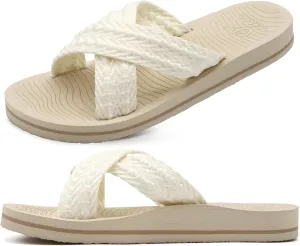 COFACE Womens Orthopedic Sandals Comfortable Orthotic Soft Cushion Recovery Plantar Fasciitis Walking Slip On Ladies Cloud Cross Slides for Woman Size 5-11