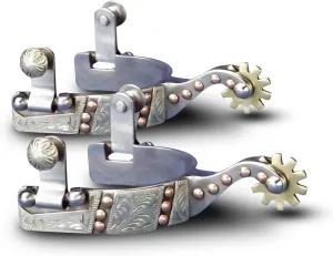 Colorado Saddlery Arizona Spurs for Kids - Stainless Steel, Stylish Boot Spurs with 1" Ten Point Brass Rowels - Perfect for Trail Riding, Horse Tack, Outfitting - Comes in a Pair