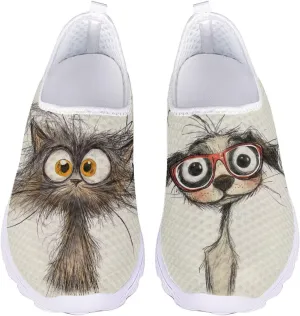 Coloranimal Funny Animal Puzzle Air Mesh Beach Water Flat Sneakers for Women US5-12