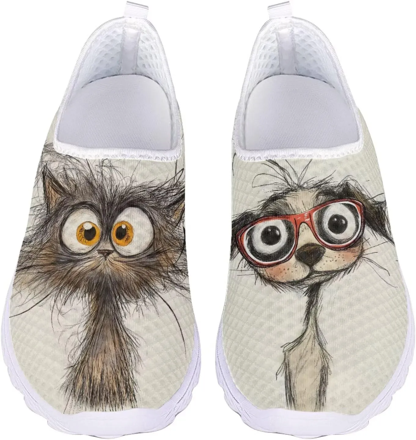 Coloranimal Funny Animal Puzzle Air Mesh Beach Water Flat Sneakers for Women US5-12