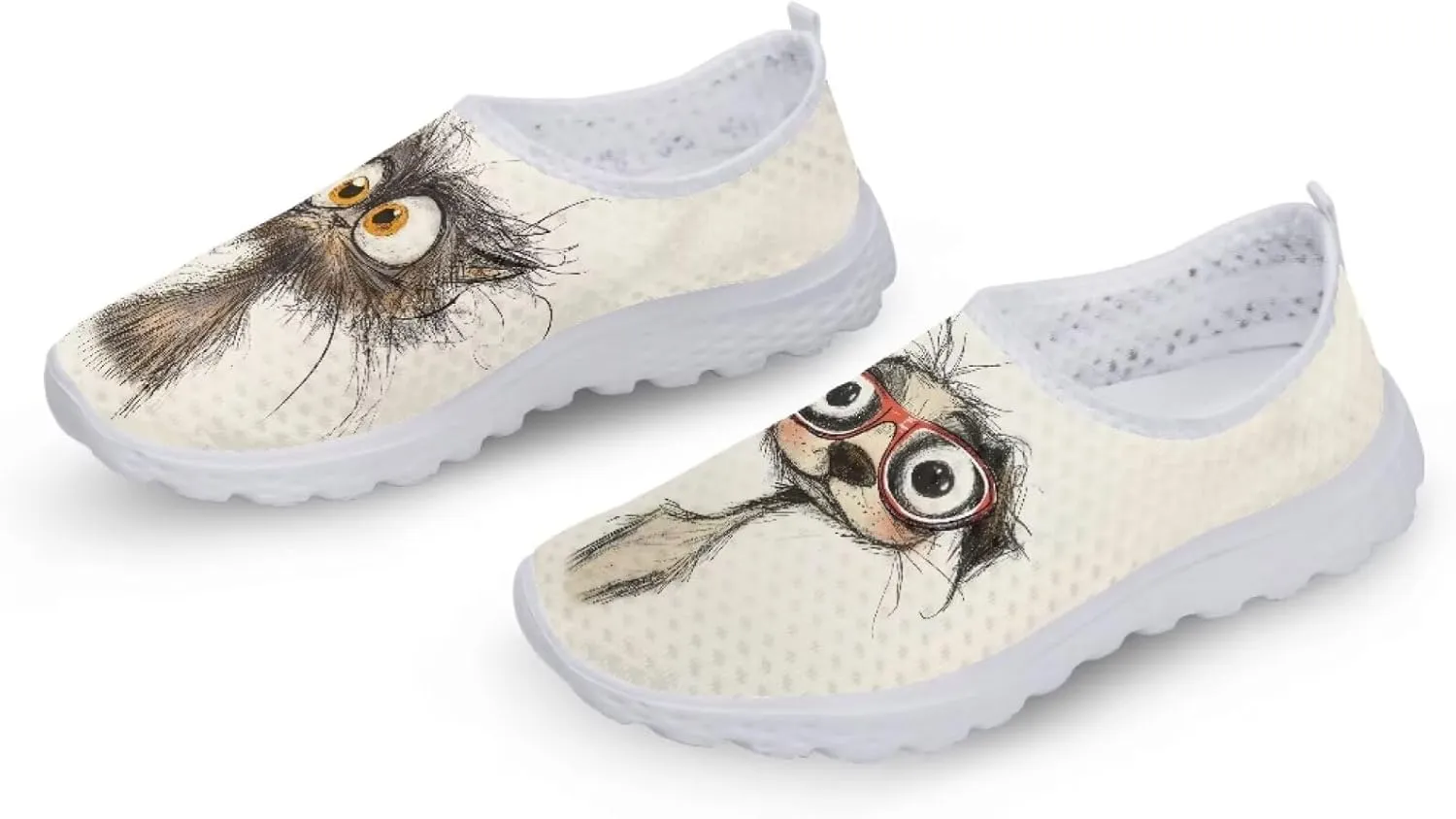 Coloranimal Funny Animal Puzzle Air Mesh Beach Water Flat Sneakers for Women US5-12