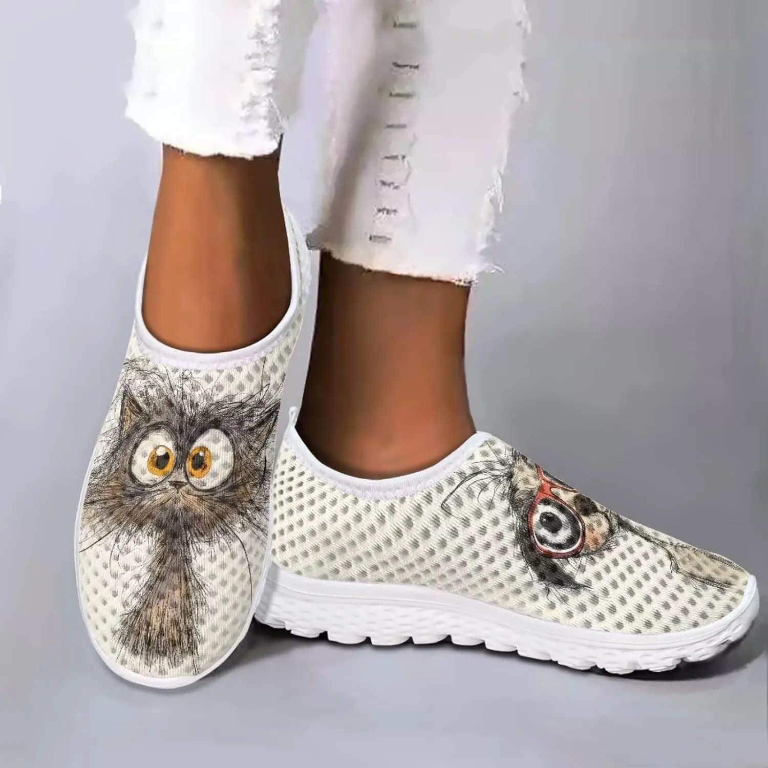 Coloranimal Funny Animal Puzzle Air Mesh Beach Water Flat Sneakers for Women US5-12